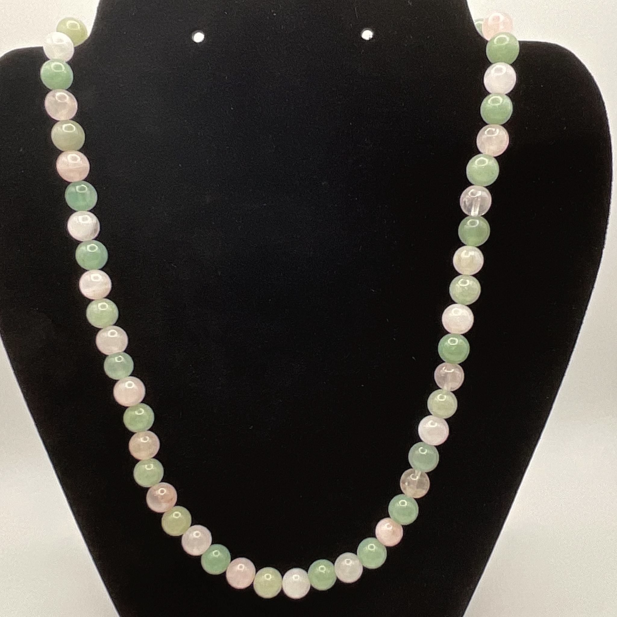 20" Green Chalcedony Rose Quartz Necklace