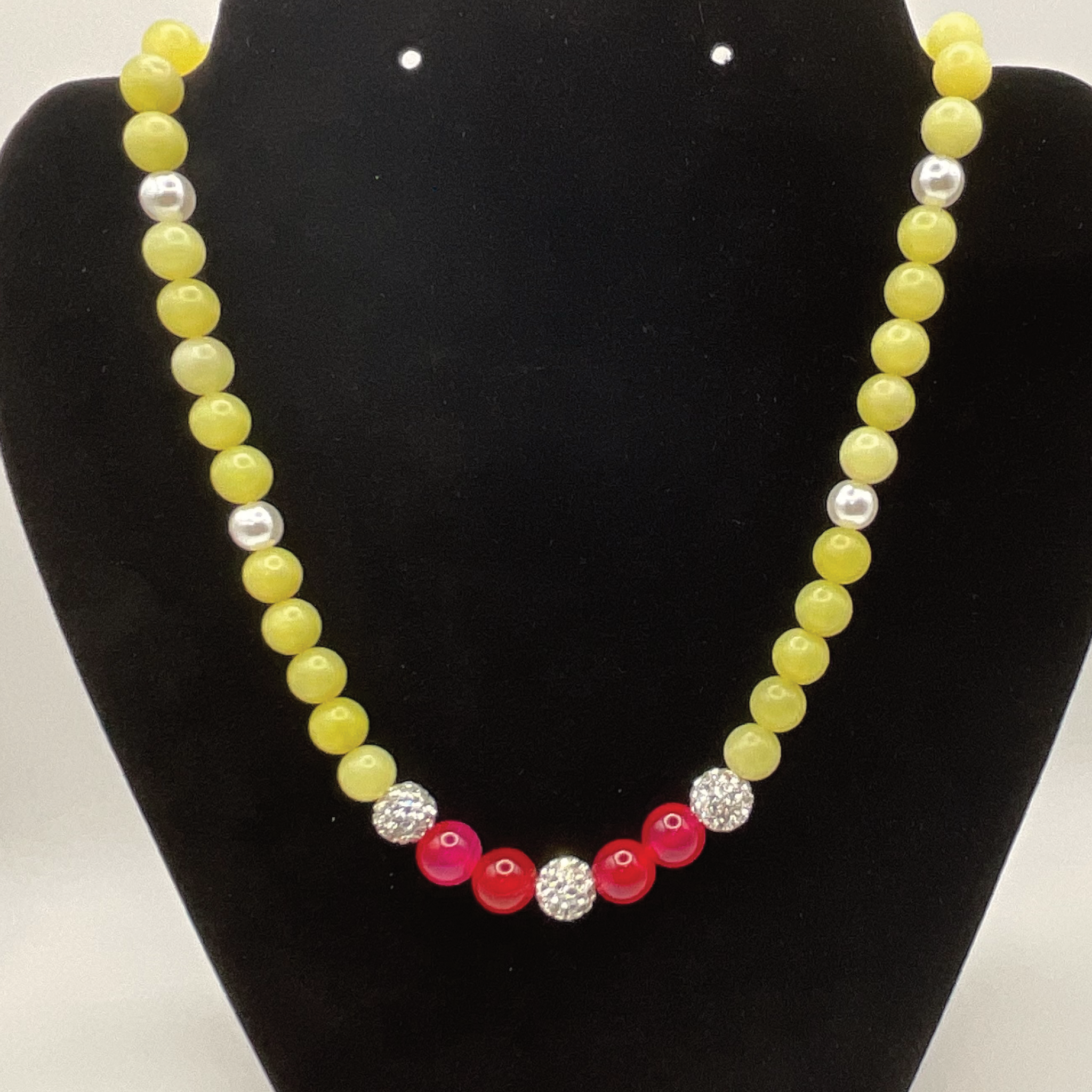 18" Serpentine Imitation Pearl Pink Dragon Vein Agate Necklace with Silver Tone Spacers