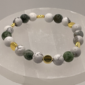 Magnesite Green Jasper Bracelet with Gold Tone Disc Spacers