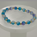 Blue Purple Dragon Vein Agate Bracelet with Tiny Gold Spacers