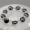 Onyx Disc Bead Clear Quartz Bracelet