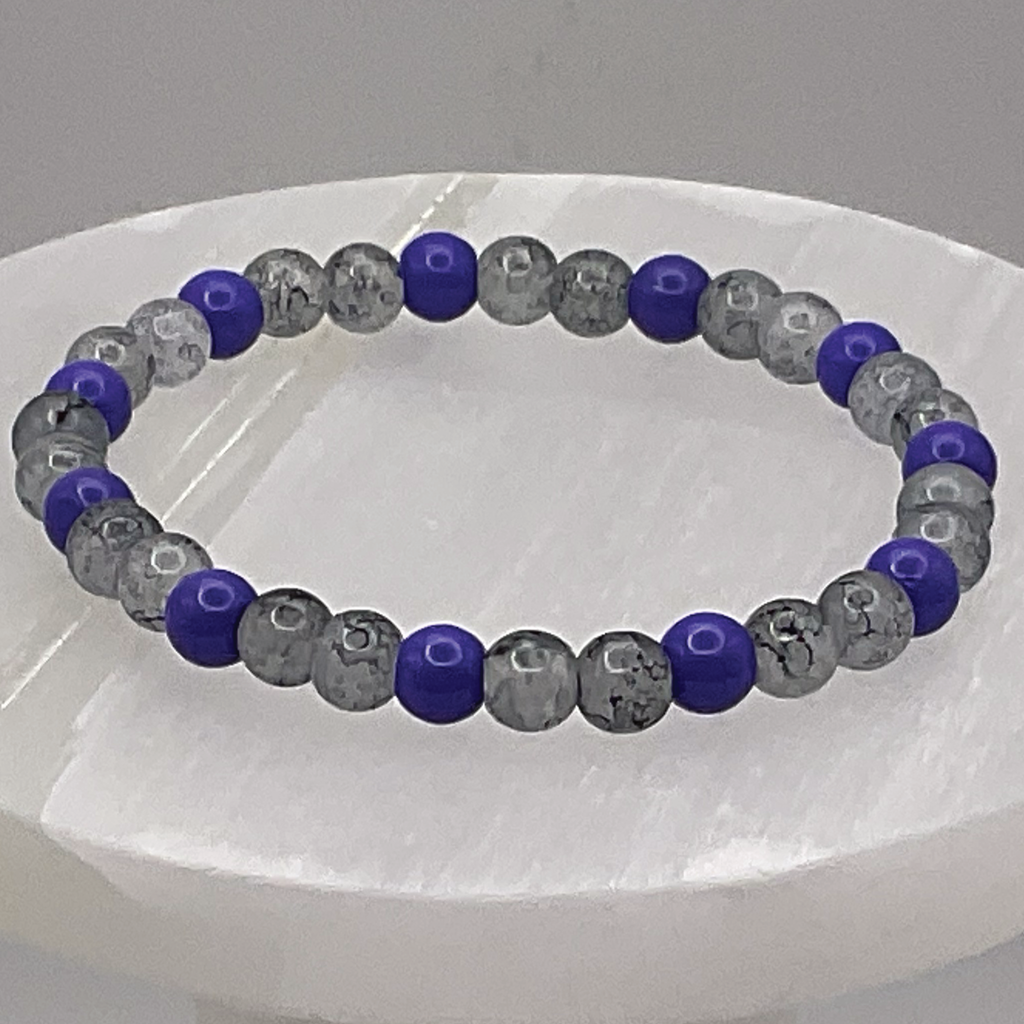 Grey Blue Glass Bracelet