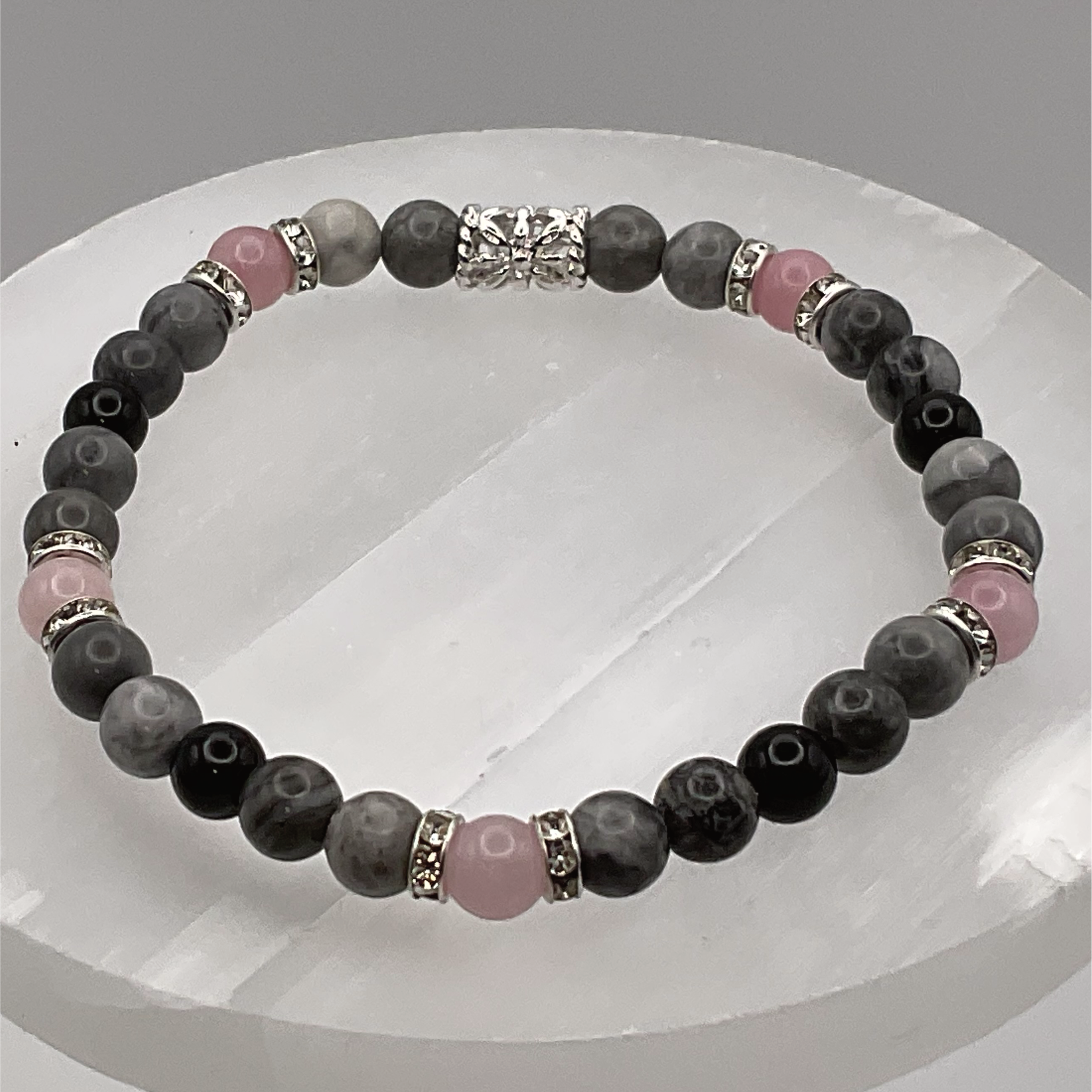 Magnesite Rose Quartz Bracelet with Silver Spacers