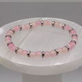 Pink Glass Bracelet with Silver Spacers