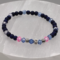 14 cm (5.5") Lazurite Blue and Pink Bracelet with Silver and Crystal Spacers