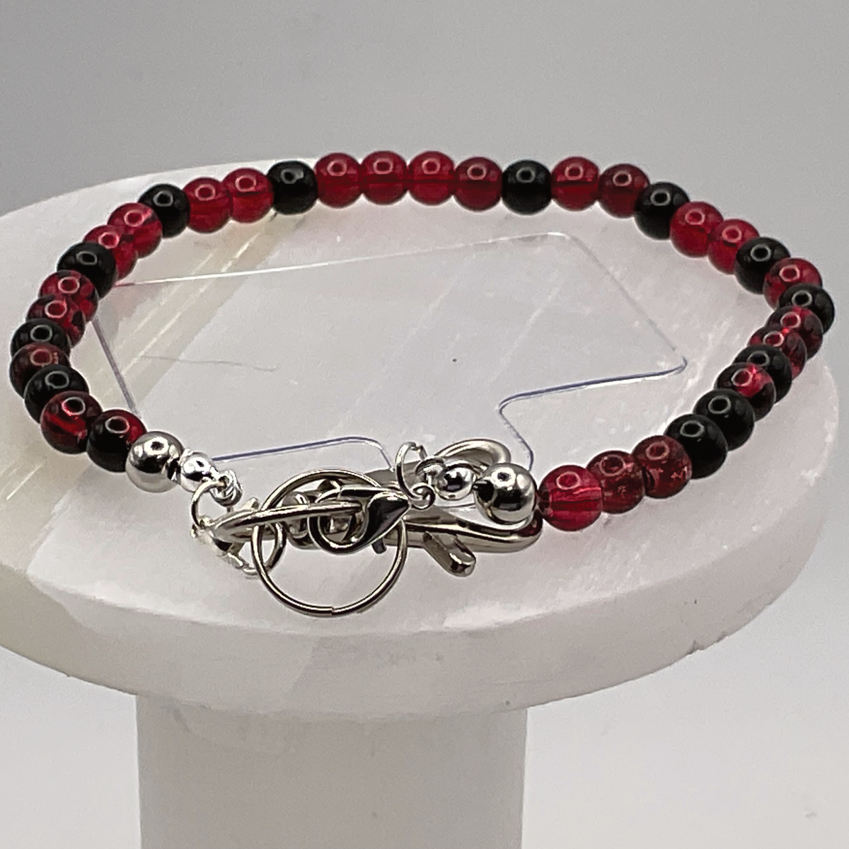 Black Red Glass Phone Strap