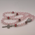 Clear Pink Red Small Full 5 Decade Silver Rosary