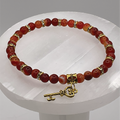 Carnelian Bracelet with Gold Tone Spacers