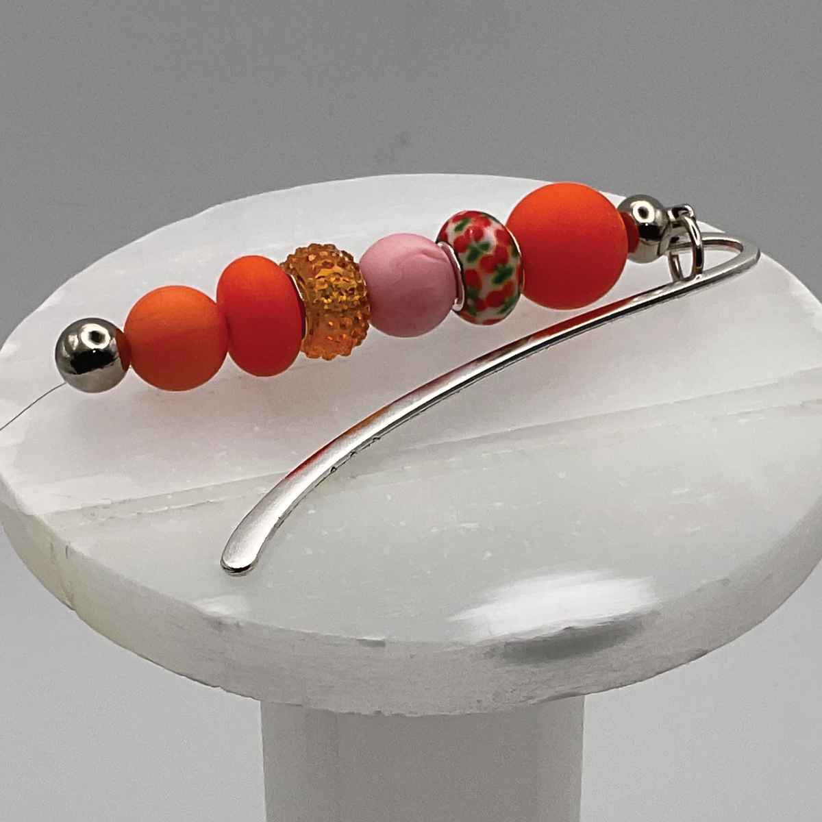 Orange and Roses Silver Bookmark