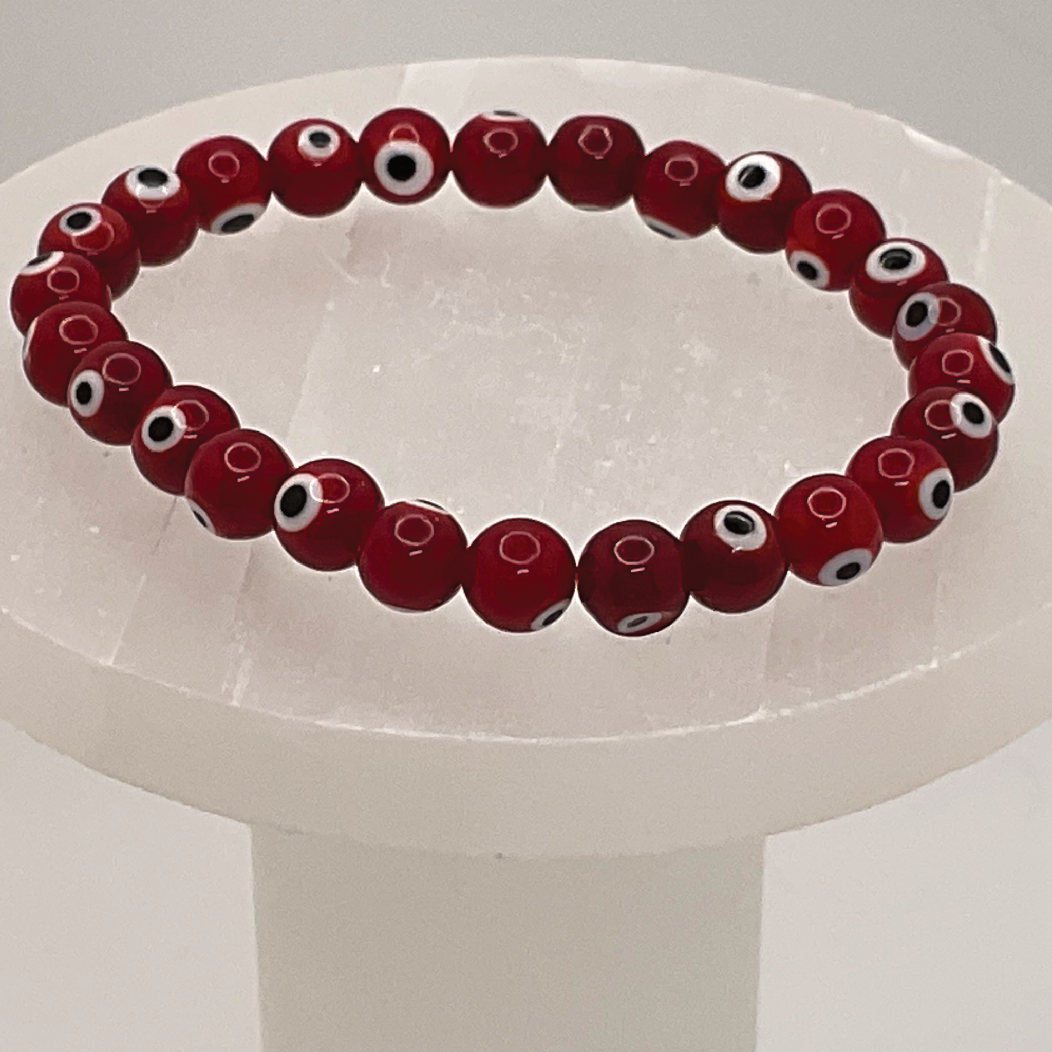Red Sea Glass Evil Eye Bracelet