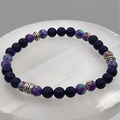 Imperial Jasper Sodalite Bracelet with Silver Tone Spacers