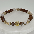 Mookaite Oriental Agate Owl Charm Bracelet with Gold Spacers