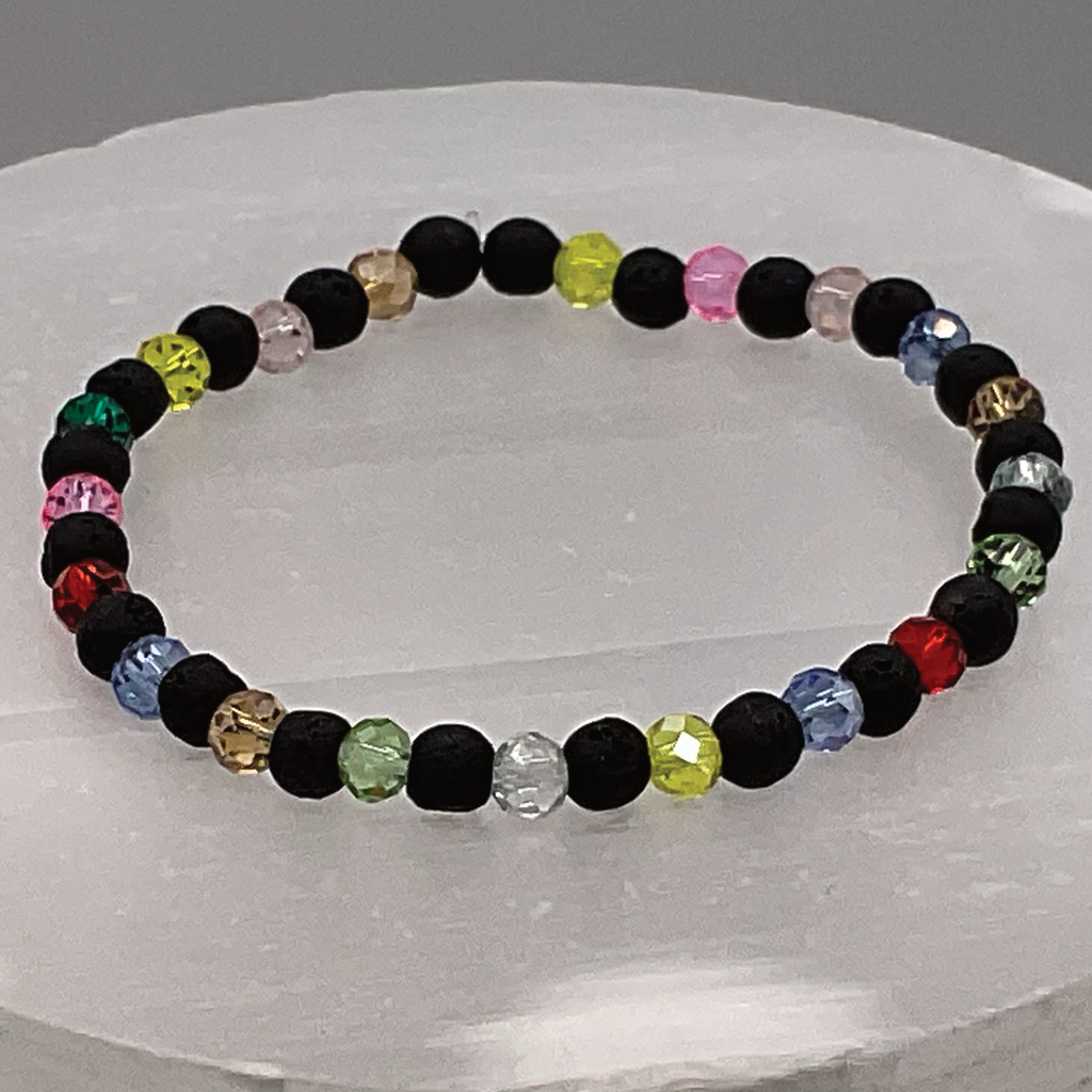 14.5 cm (5.7") Tektite Multi Colored Crystal Bracelet