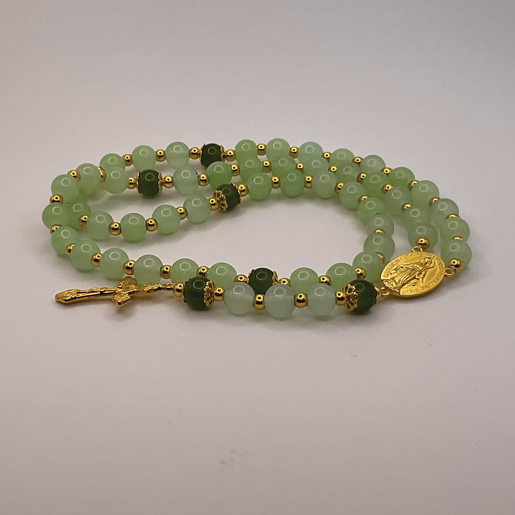 Green Dark Green Full 5 Decade Gold Rosary