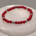 Red Glass Bracelet with Silver Disc Spacers