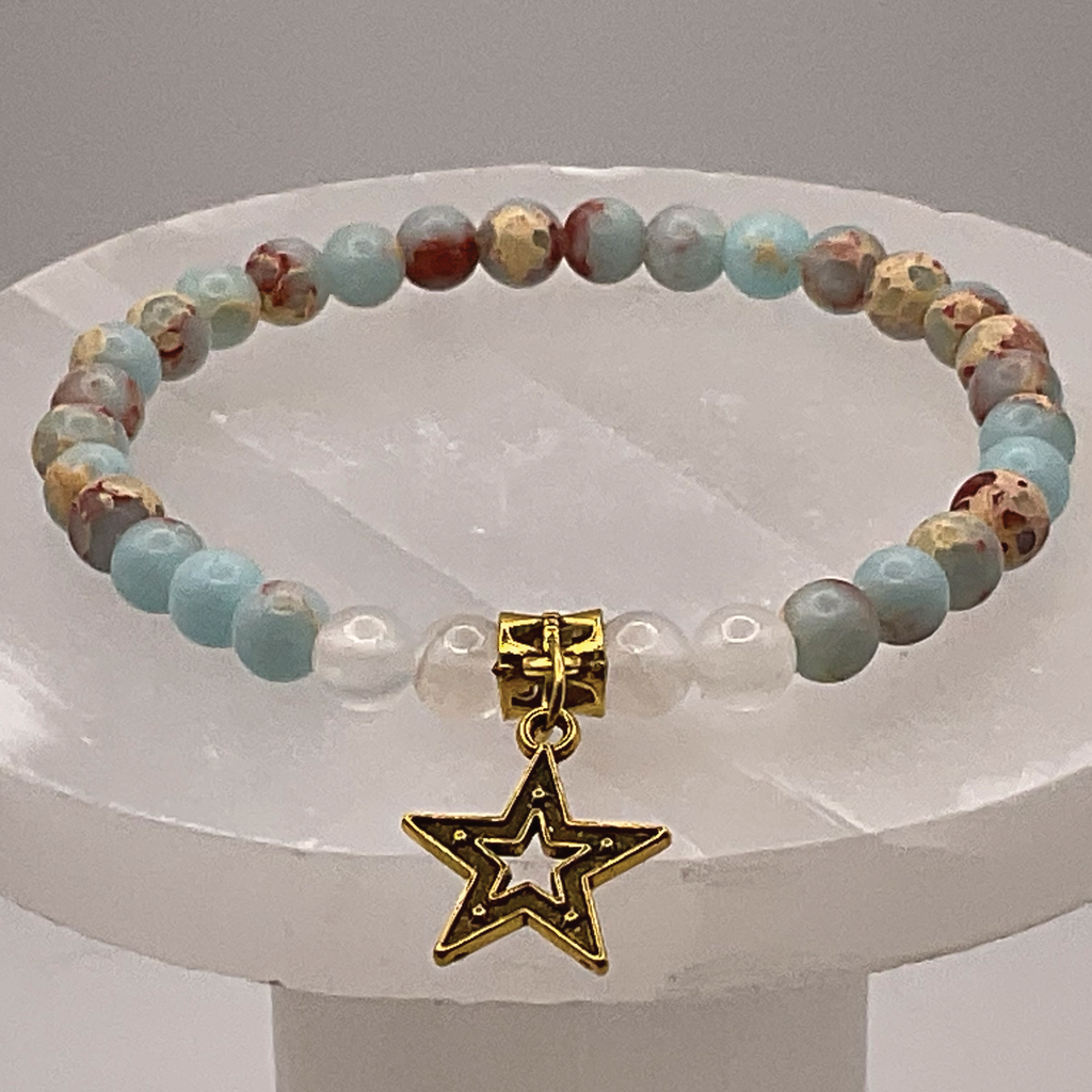 Opalite Milky Quartz Star Charm Bracelet