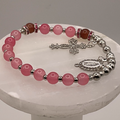 Dark and Light Pink 1 Decade Silver Rosary Bracelet