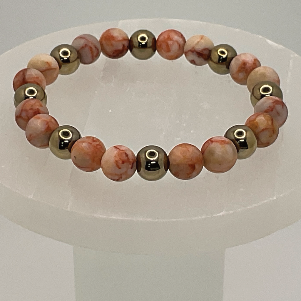 Hematite Brecciated Jasper Bracelet with Gold Spacers