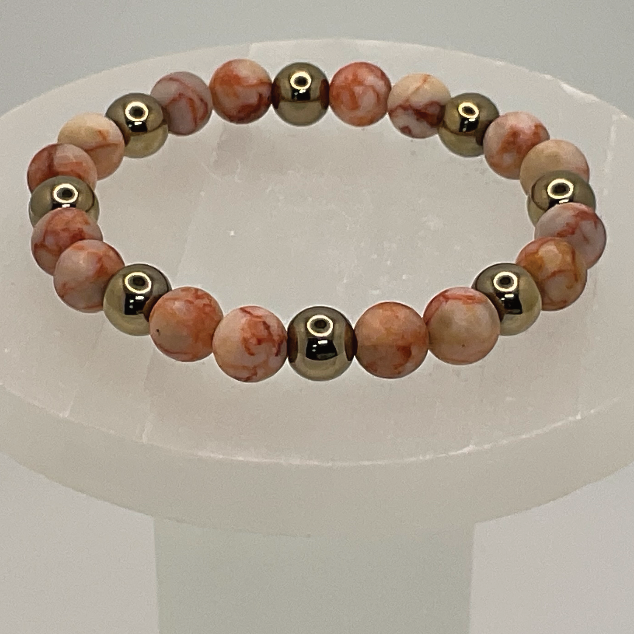 Hematite Brecciated Jasper Bracelet with Gold Spacers
