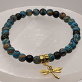 Rainbow Calsilica Dragon Vein Agate Dragonfly Charm Bracelet