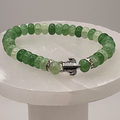 Jadeite Turtle Charm Bracelet with Silver Tone Crystal Spacers