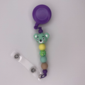 Purple Green Bear Badge Holder