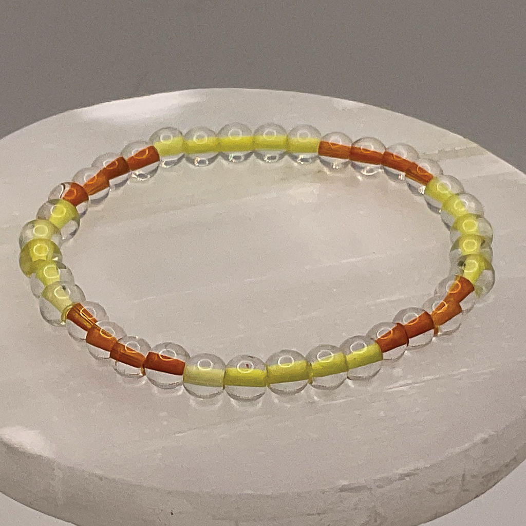 Clear Lined Yellow Orange Glass Bracelet