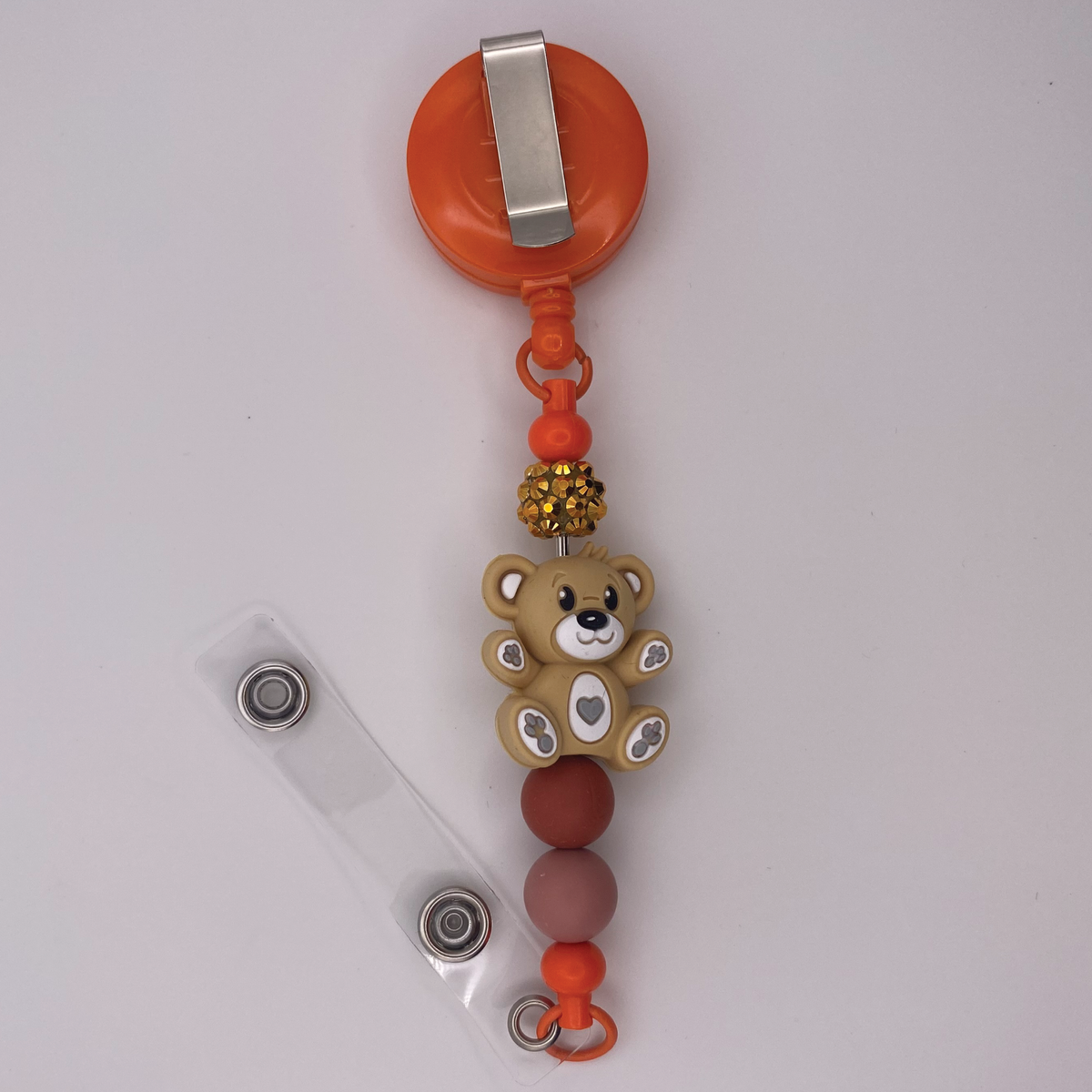 Orange Tan Teddy Bear Badge Holder
