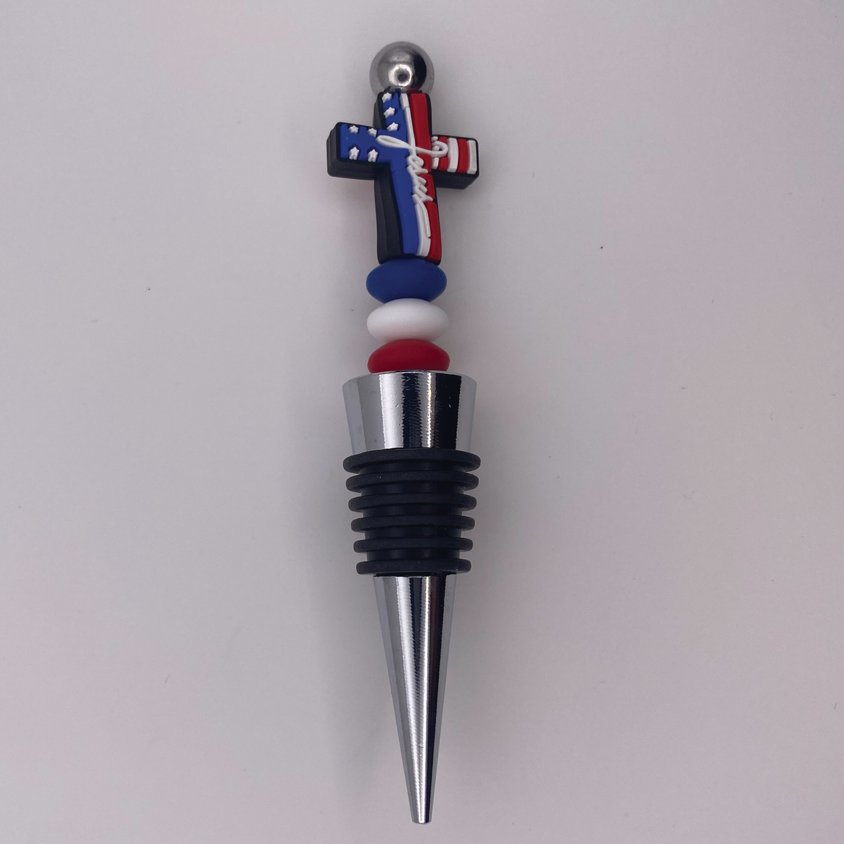 Patriotic Religious Cross Wine Stopper
