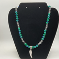 18" Clear Quartz Azurite Angel Wing Charm Necklace