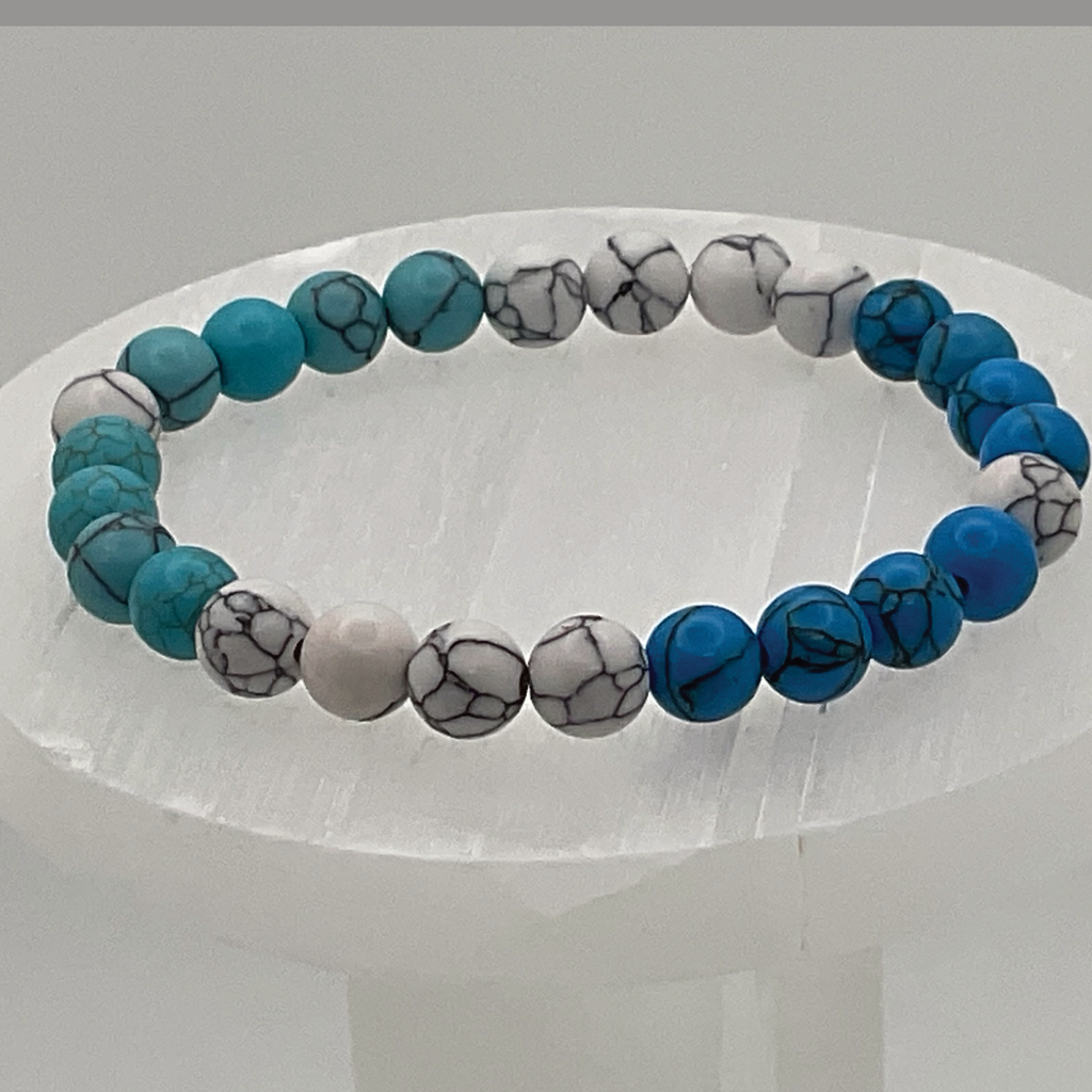 Pulsera de Howlita Blanca y Azul