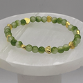 Cloudy Green Glass Bracelet with Gold Heart Spacers