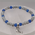 Blue Sea Glass Opalite Dolphin Charm Bracelet