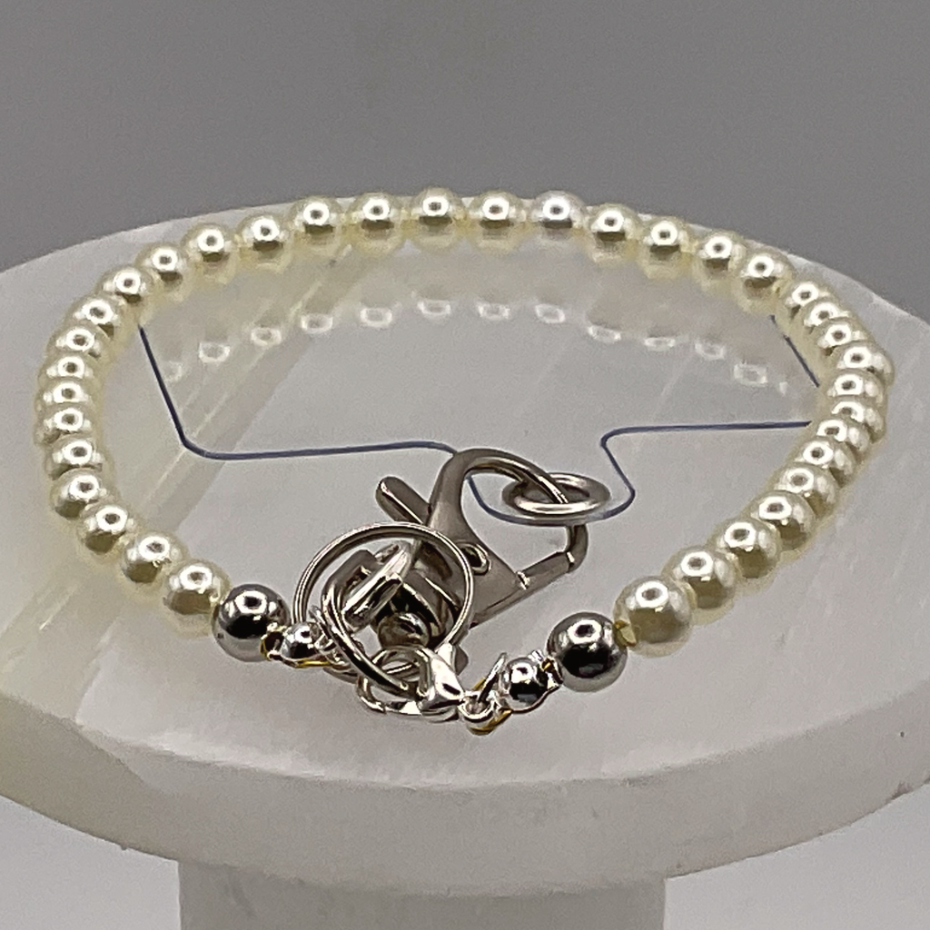 Cream Pearl Glass Phone Strap