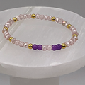 15.5 cm (6.1") Purple Pink Bracelet with Gold Spacers