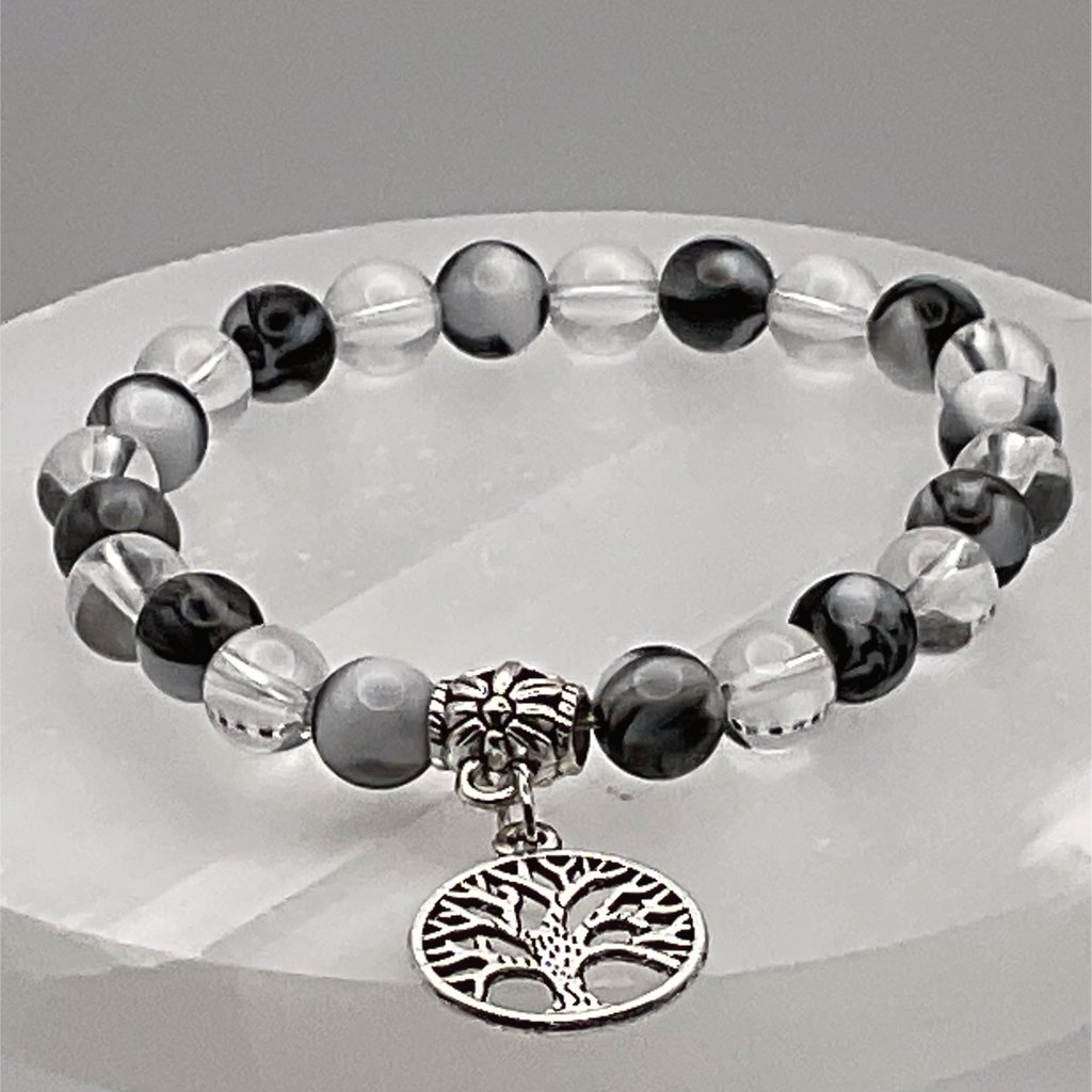 Picasso Stone Clear Quartz Nature Charm Bracelet