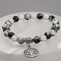 Picasso Stone Clear Quartz Nature Charm Bracelet