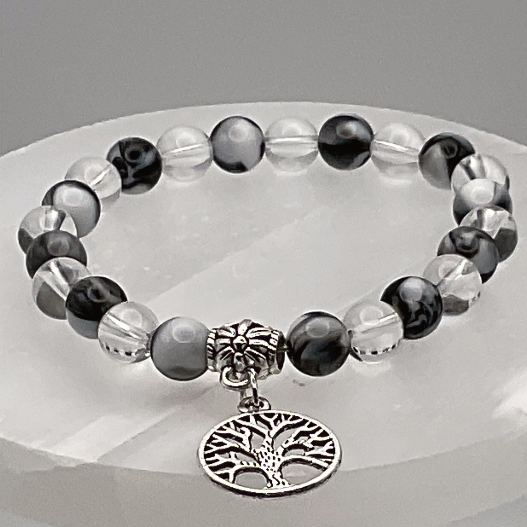 Picasso Stone Clear Quartz Nature Charm Bracelet