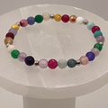 Multicolor Dragon Vein Agate Bracelet with Silver Tone Spacers
