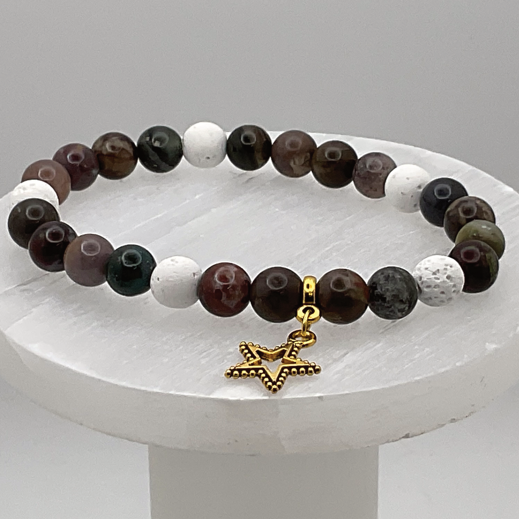 Pulsera con abalorio de estrella de magnesita mokaíta
