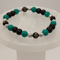 Green Howlite Black Agate Black Pixiu Bracelet with Silver Spacers