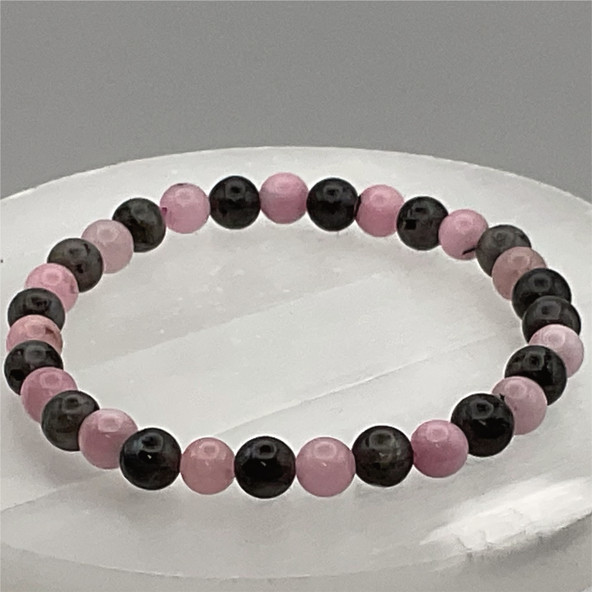 Rose Quartz Black Agate Bracelet
