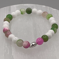 14.5 cm (5.7") Jadeite Hyalite Opal Silver Heart Bracelet