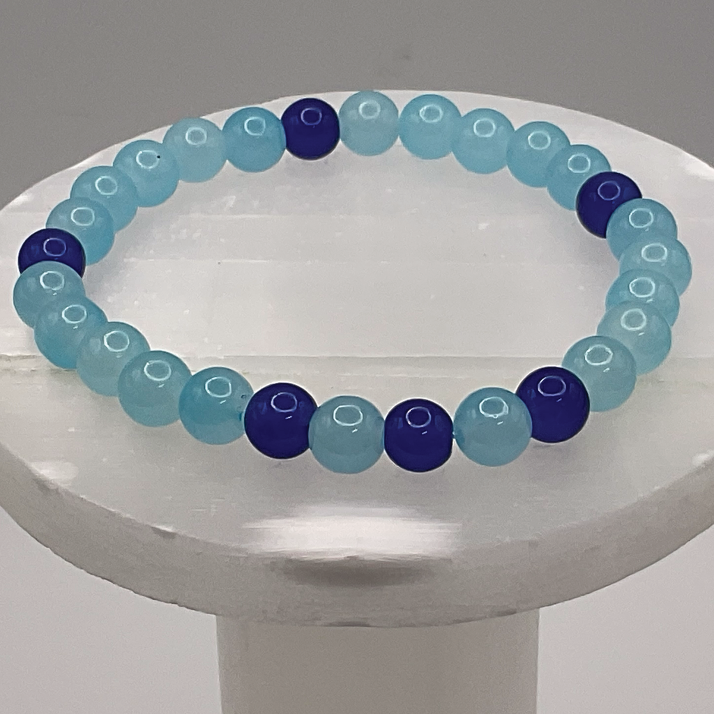 Pulsera de cristal azul claro y oscuro