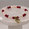 Red Dragon Vein Agate Pink Opal Diamond Charm Bracelet