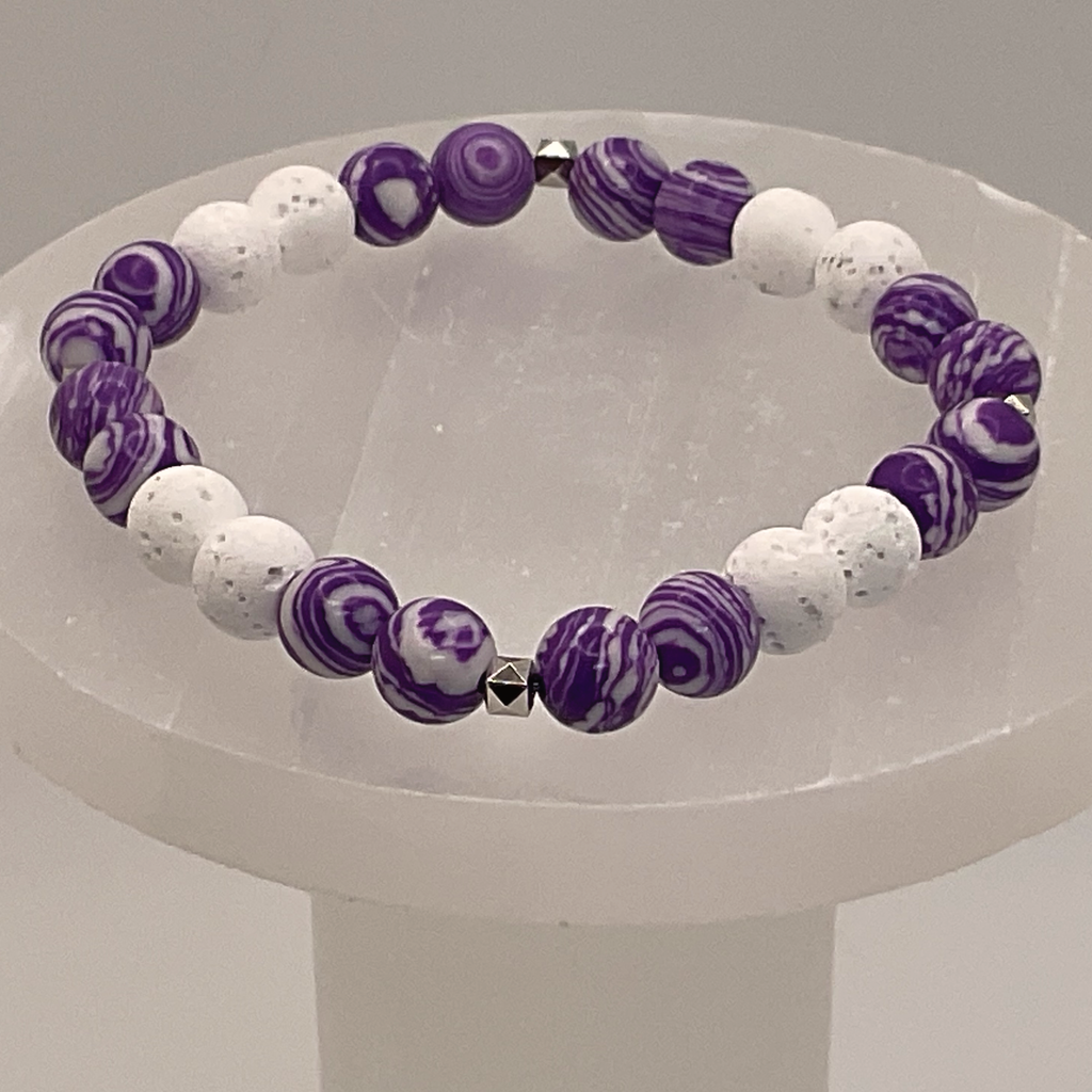 Purple Dragon Vein Magnesite Bracelet with Silver Spacers