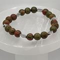 Unakite Bracelet with Silver Leaf Spacers