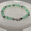 15.5 cm (6.1") Light Green Turtle Charm Glass Bracelet with Silver Spacers