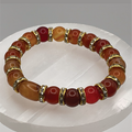 Carnelian Bracelet with Gold Tone Spacers