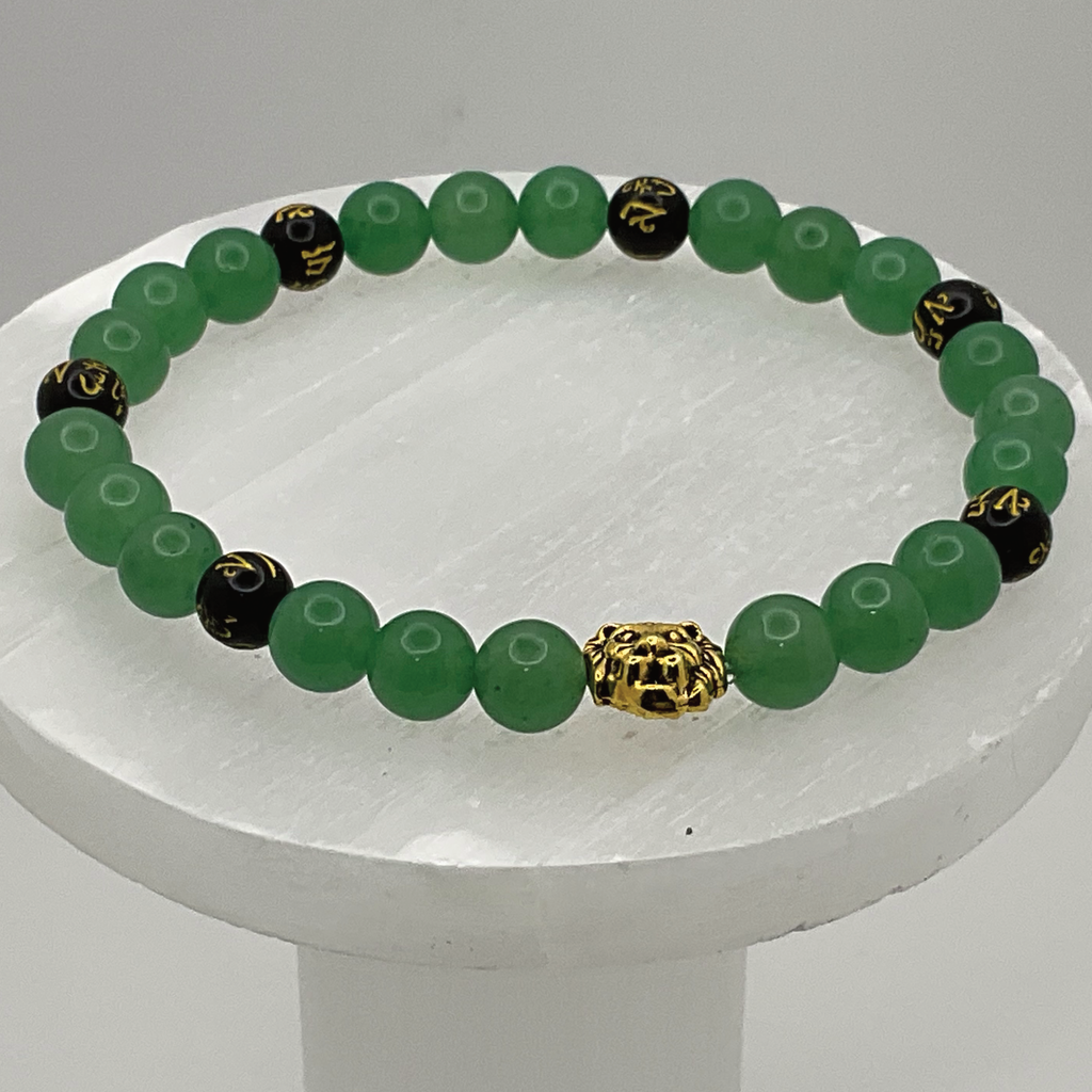 Green Chalcedony Black Agate Pixiu Lion Bracelet